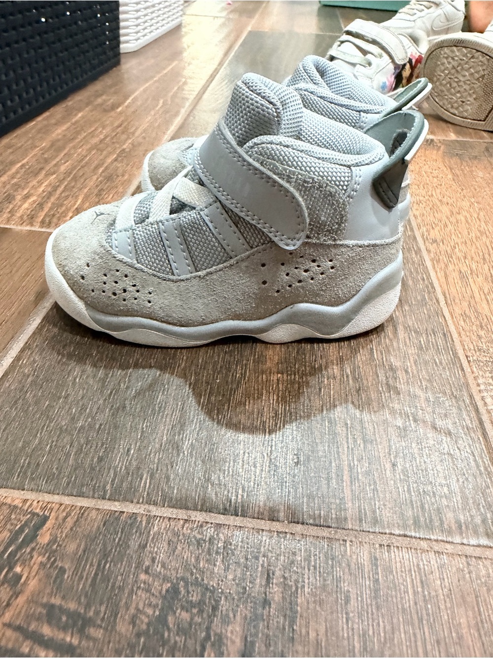 Jordan Kids Light Gray High-Top Sneakers with Velcro